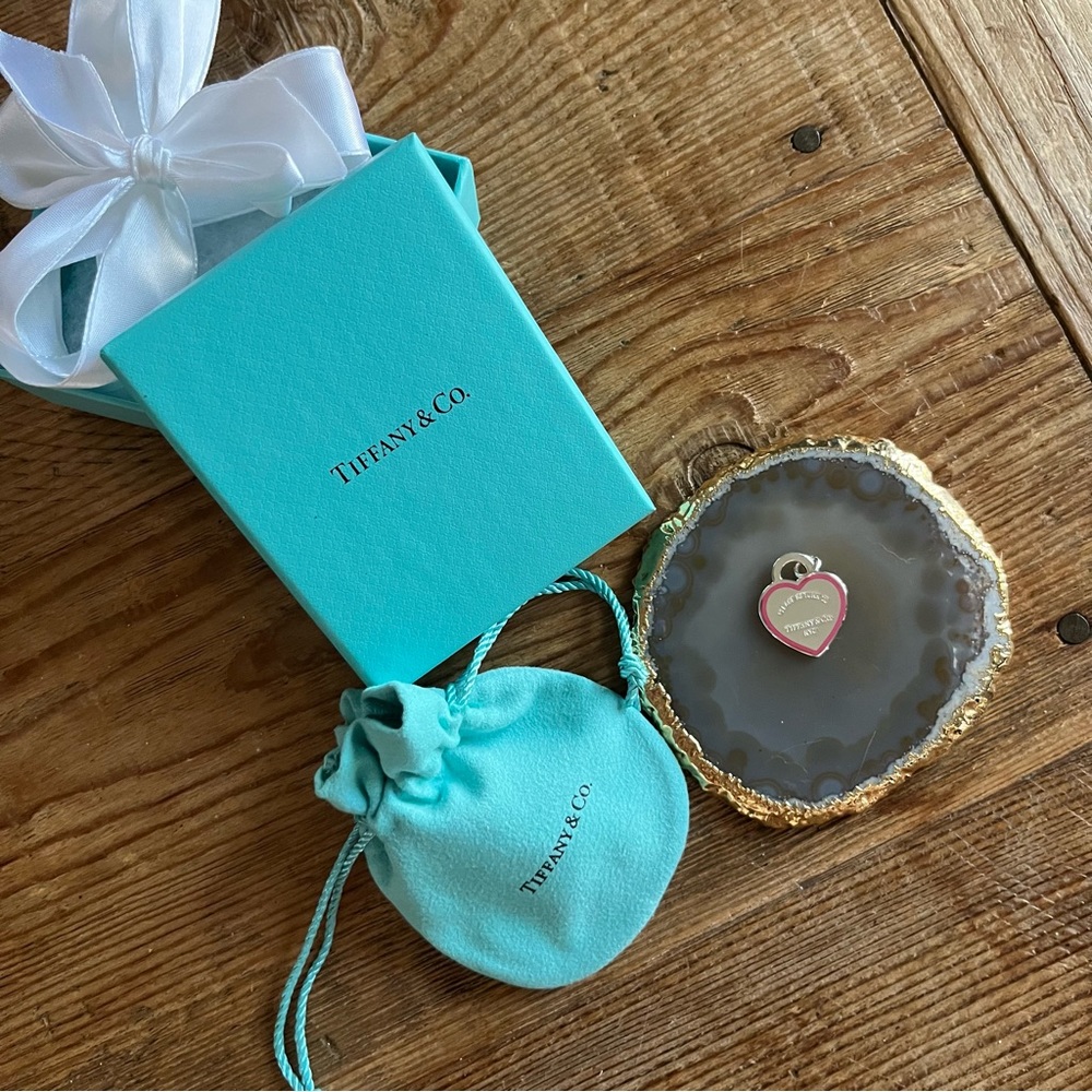 Authentic Tiffany & Co.® Return to Tiffany® MD Pink Heart Tag Charm in Silver - Picture 2 of 5
